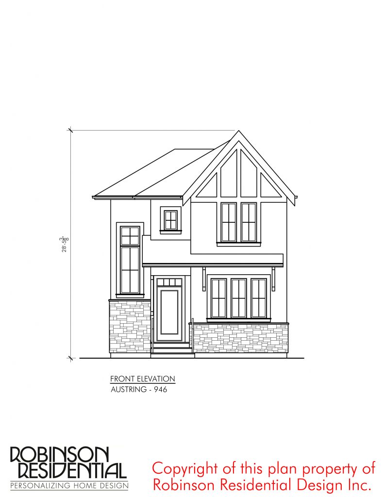Tudor Austring - 946 Front Elevation Plan | Floor Plan