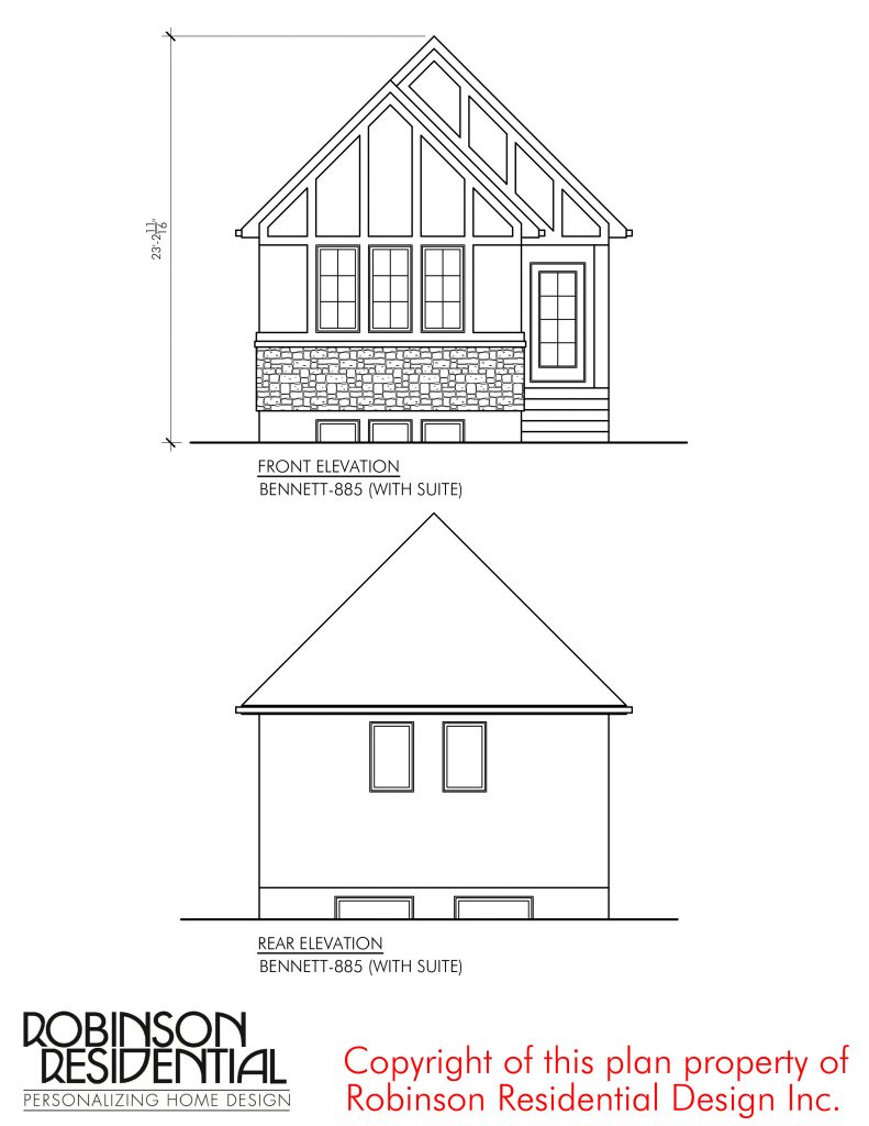 Tudor Bennett - 885 Front & Back Elevation Plan | Floor Plan